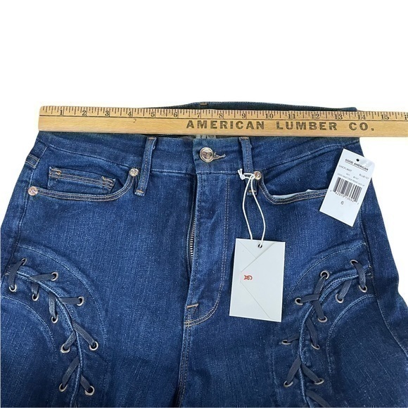 NO LONGER NWT Good American Good Waist Crop High Rise Lace Up Blue Jeans Size 6 - Picture 8 of 11